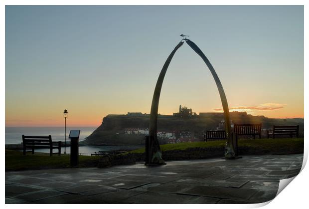 Whitby Whalebone Golden Hour Print by Sarah Couzens