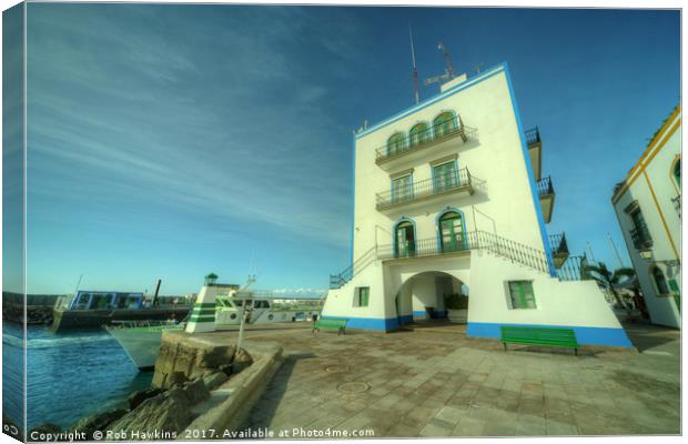 Mogan Harbourmasters  Canvas Print by Rob Hawkins