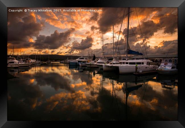 Marina Sunset  Framed Print by Tracey Whitefoot