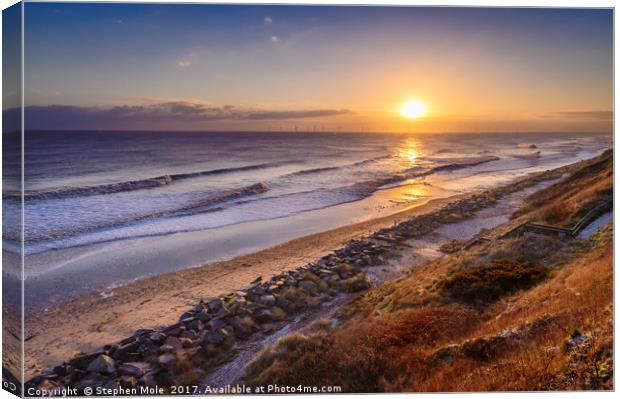 Scratby Beach at Sunrise Canvas Print by Stephen Mole