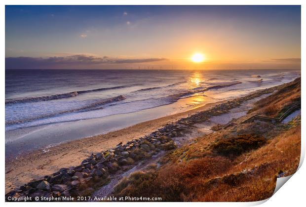 Scratby Beach at Sunrise Print by Stephen Mole