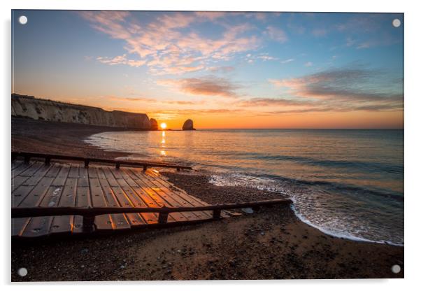 Sunrise At The Lifeboat Slipway Acrylic by Wight Landscapes