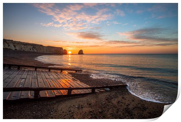 Sunrise At The Lifeboat Slipway Print by Wight Landscapes