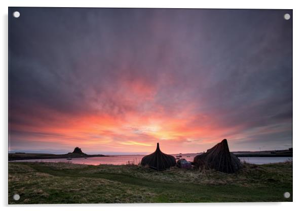 Lindisfarne Sunrise Acrylic by Phil Buckle