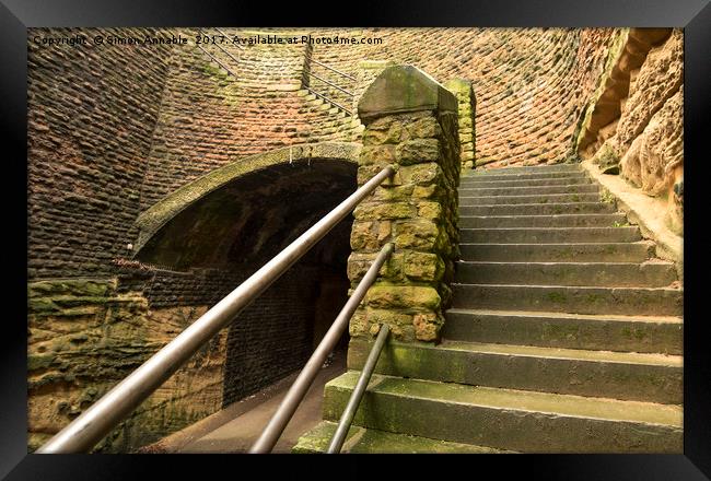 Tunnel And Steps Framed Print by Simon Annable