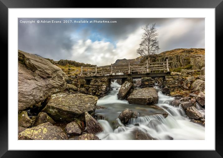 Winter River Rapids Snowdonia  Framed Mounted Print by Adrian Evans
