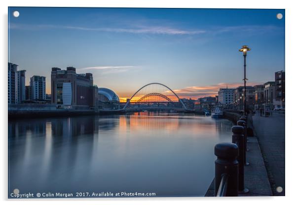 River Tyne January Sunset Acrylic by Colin Morgan