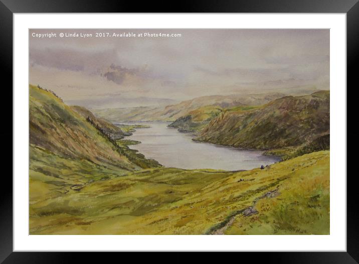 Watercolour of Ullswater Framed Mounted Print by Linda Lyon