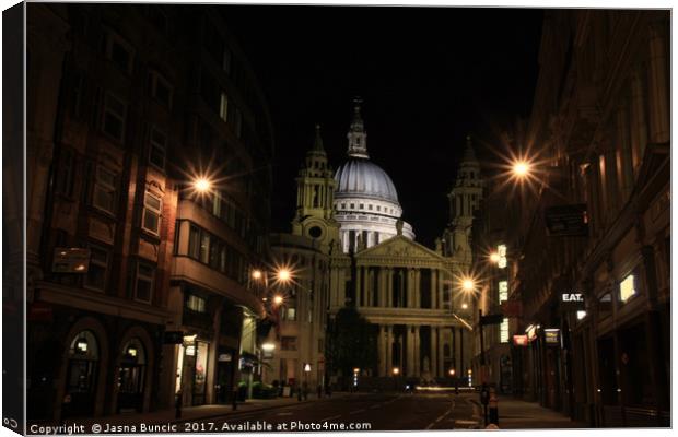 Night view of St Paul’s Cathedral  Canvas Print by Jasna Buncic