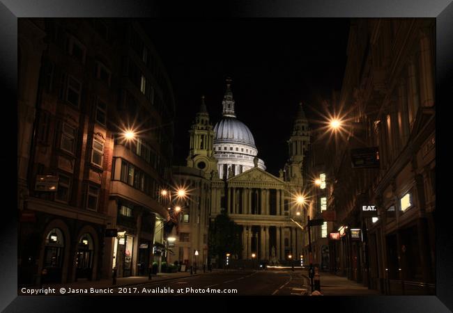 Night view of St Paul’s Cathedral  Framed Print by Jasna Buncic