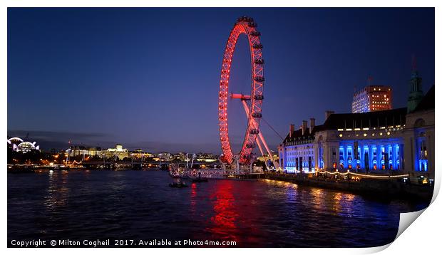 London Eye At Dusk Print by Milton Cogheil