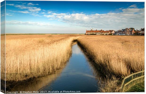 Cley Mill across the field Canvas Print by Stephen Mole