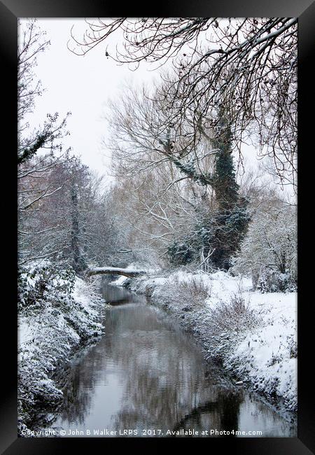 Snow Scene River Stour near Canterbury Kent Englan Framed Print by John B Walker LRPS