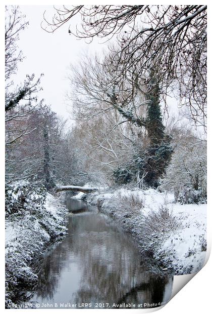 Snow Scene River Stour near Canterbury Kent Englan Print by John B Walker LRPS