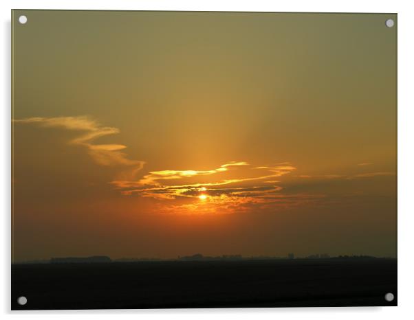 Sundown over the Lincolnshire Fens Acrylic by Mel Coward