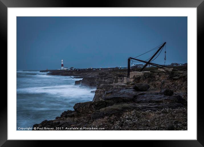 Portland Bill just before storm Dorris hit Framed Mounted Print by Paul Brewer