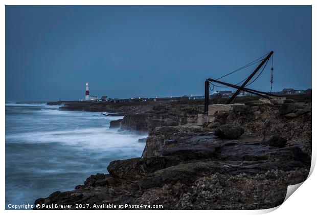 Portland Bill just before storm Dorris hit Print by Paul Brewer