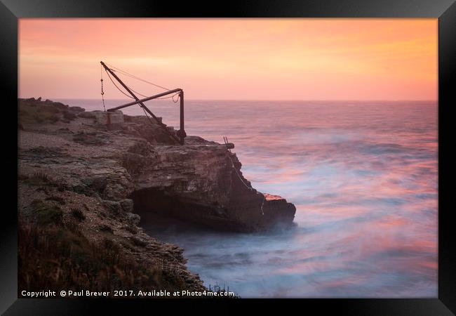 Portland Bill Sunrise before the Storm Framed Print by Paul Brewer