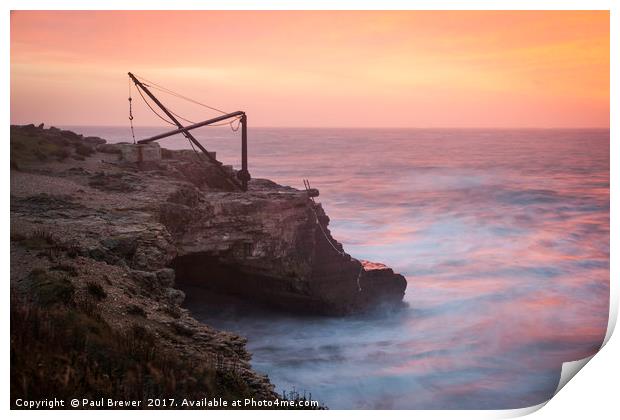 Portland Bill Sunrise before the Storm Print by Paul Brewer