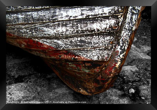 Chipped Paintwork, Old Boat, Cornwall Framed Print by Samantha Higgs