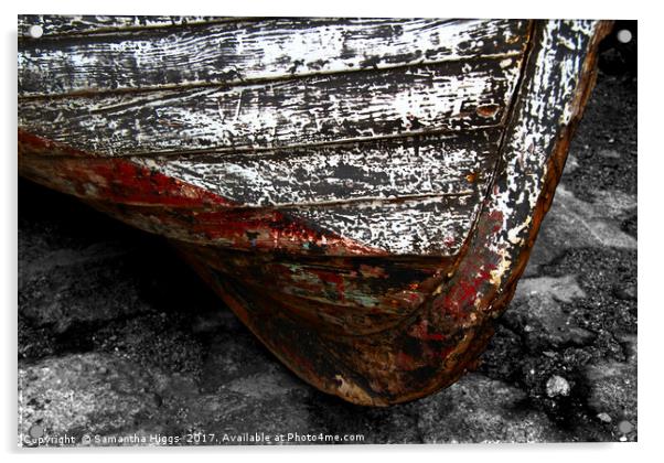 Chipped Paintwork, Old Boat, Cornwall Acrylic by Samantha Higgs