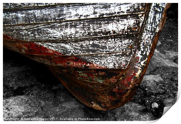 Chipped Paintwork, Old Boat, Cornwall Print by Samantha Higgs