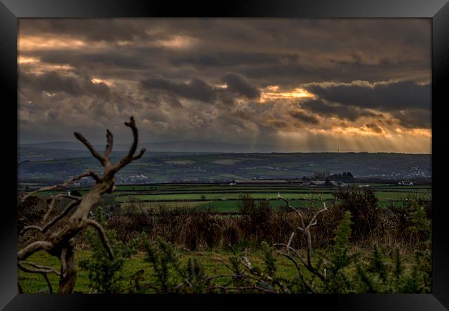 Crepuscular Rays, Ceredigion, Wales, UK Framed Print by Mark Llewellyn