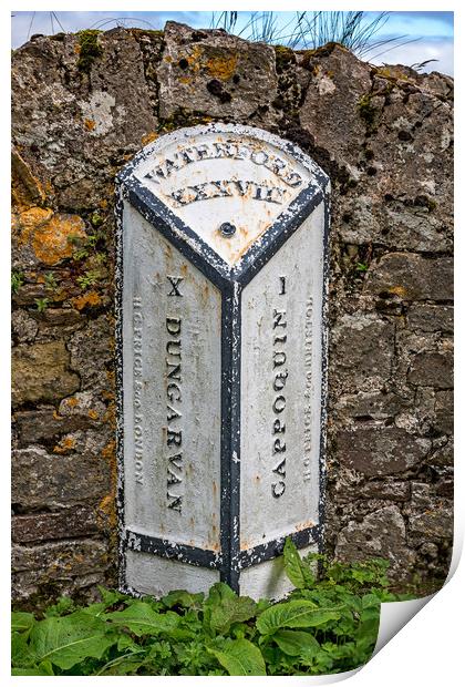 Mile marker or Stone depot, County Waterford Print by Paddy Geoghegan