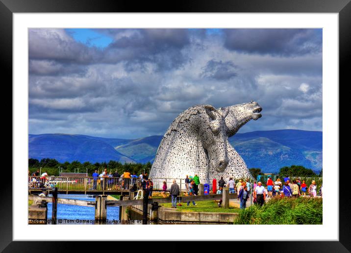 Crowds at the Kelpies Framed Mounted Print by Tom Gomez