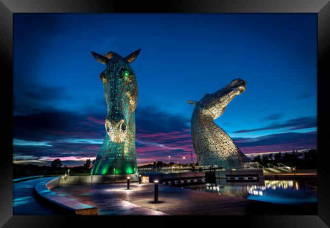 Sunset and the Kelpies  Framed Print by Philip Male