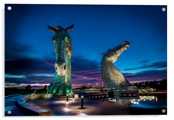 Sunset and the Kelpies  Acrylic by Philip Male