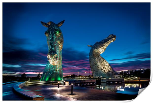 Sunset and the Kelpies  Print by Philip Male