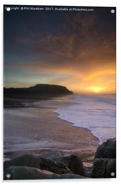 Sunrise at Solent Beach Acrylic by Phil Wareham