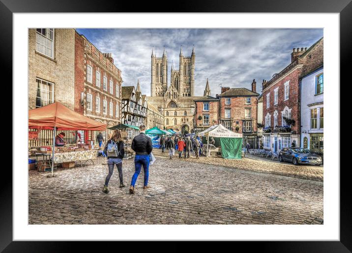 Lincoln Market and Cathedral Framed Mounted Print by Martin Parkinson