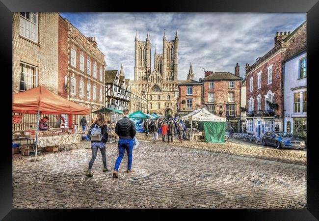 Lincoln Market and Cathedral Framed Print by Martin Parkinson