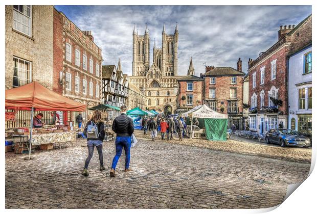 Lincoln Market and Cathedral Print by Martin Parkinson