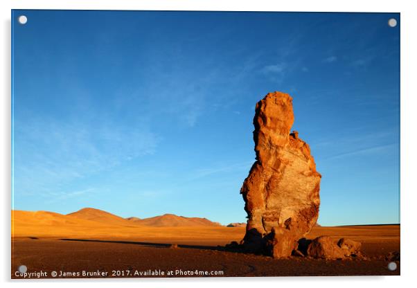 Moai de Tara Rock Formation at Sunrise Chile Acrylic by James Brunker