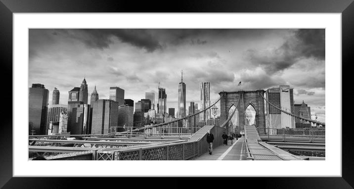 Brooklyn Bridge looking towards Manhattan Framed Mounted Print by Clive Ashton