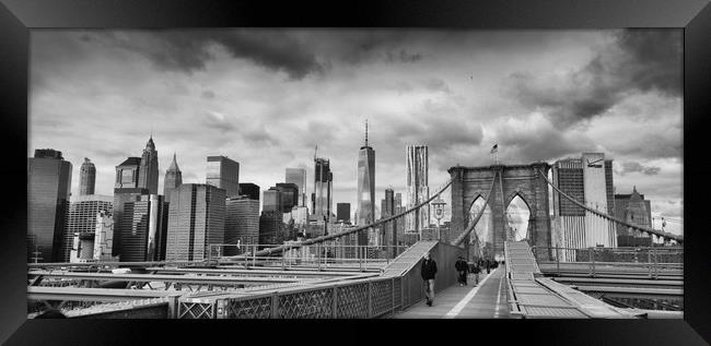 Brooklyn Bridge looking towards Manhattan Framed Print by Clive Ashton