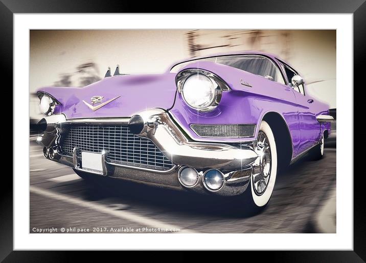 Purple cadillac Framed Mounted Print by phil pace