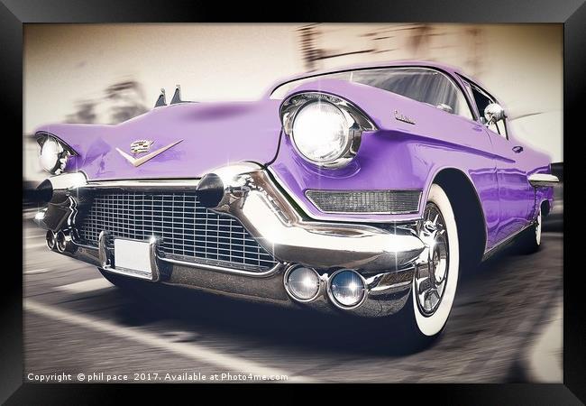 Purple cadillac Framed Print by phil pace
