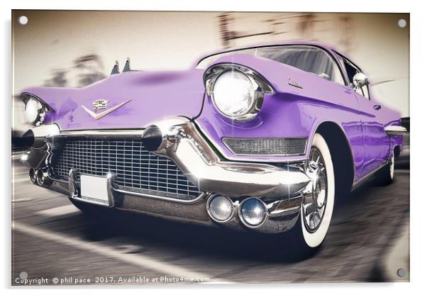 Purple cadillac Acrylic by phil pace