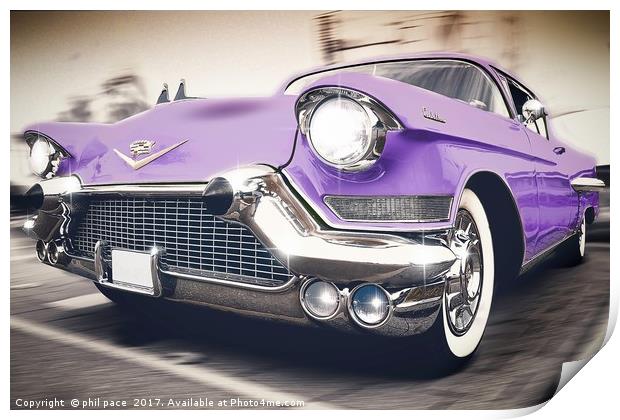 Purple cadillac Print by phil pace