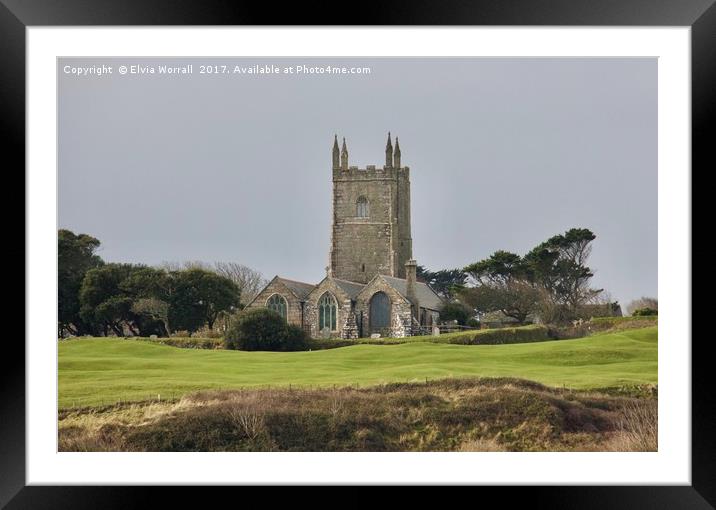 St Uny's Church, Lelant, Cornwall Framed Mounted Print by Elvia Worrall