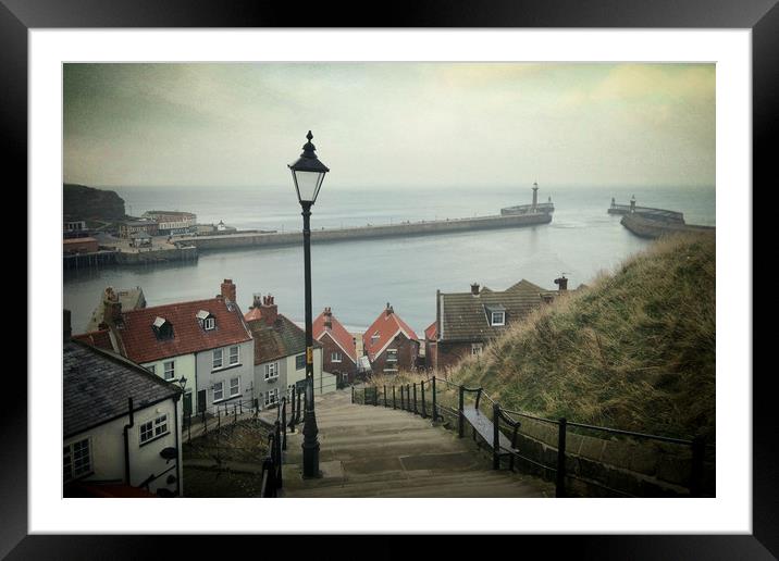 Vintage Whitby Framed Mounted Print by Sarah Couzens