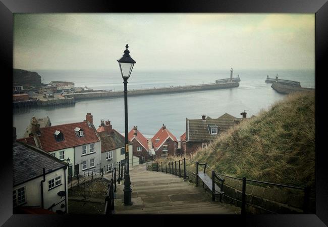 Vintage Whitby Framed Print by Sarah Couzens