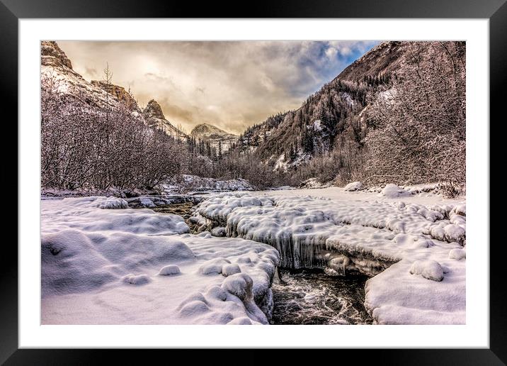Freeze-up at Dan Creek, Alaska Framed Mounted Print by Fred Denner