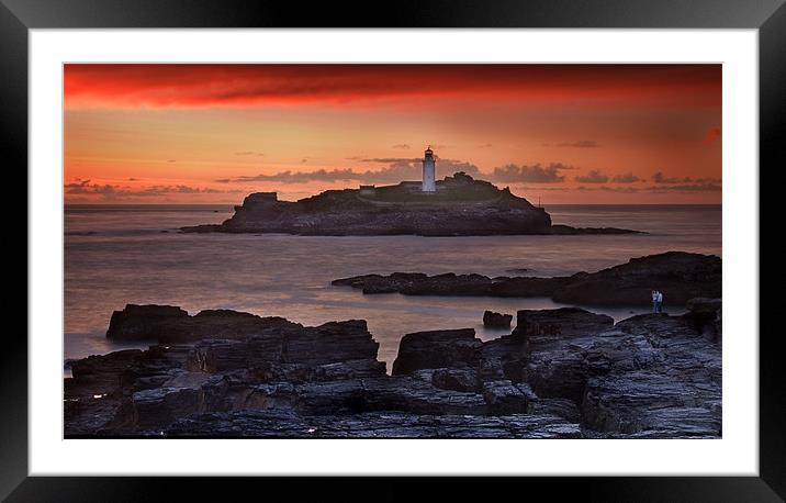 Watching the sunset at Godrevy Framed Mounted Print by Paul Davis