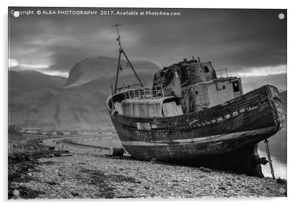 The Corpach Wreck, Loch Linnhe, Scotland. Acrylic by ALBA PHOTOGRAPHY