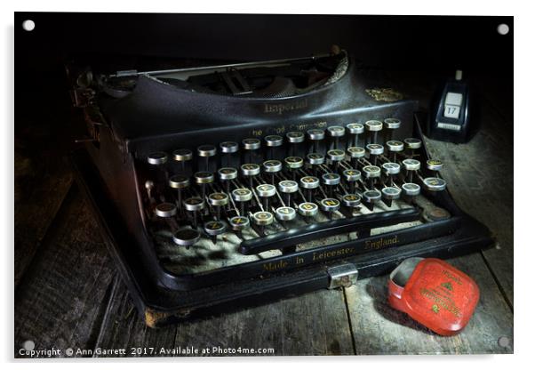 Dusty Old Typewriter Acrylic by Ann Garrett